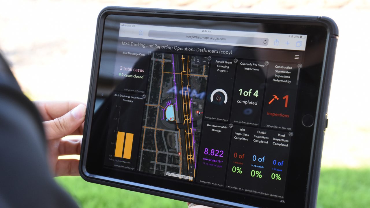 Operations Dashboard applications can provide public works directors with real-time data reports on all pertinent requirements of MS4 compliance.