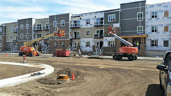 Construction in progress at Zander Place in Cross Plains, Wisconsin - a grant-funded brownfield redevelopment project done by MSA Professional Services.