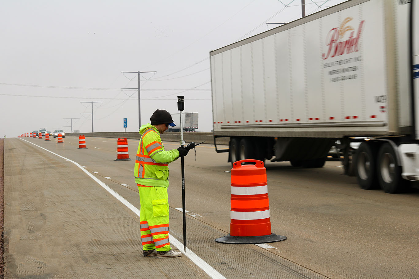 MSA Professional Services performs surveying work as part of a WisDOT interchange project near Lodi, Wisconsin.