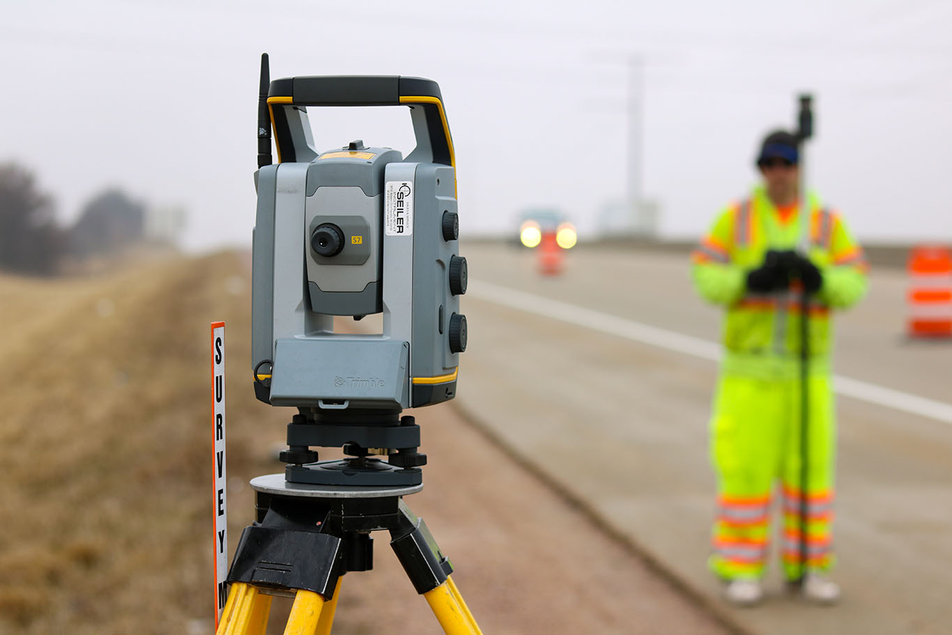 MSA Professional Services performs surveying work as part of a WisDOT interchange project near Lodi, Wisconsin.