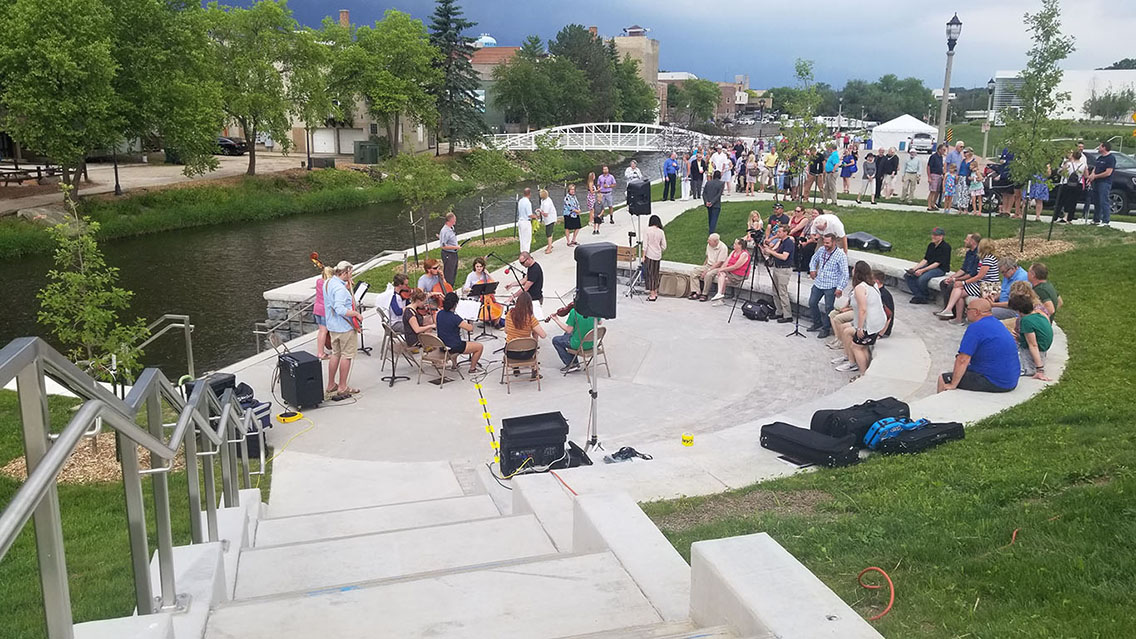 Grand Opening celebration of the riverwalk in West Bend, Wisconsin along the Milwaukee River. 