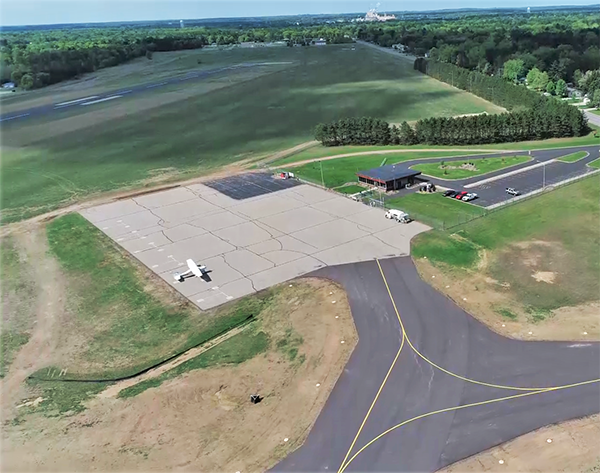 Aerial view of Alexander Field South Wood County Airport in Wisconsin Rapids, Wisconsin - newly reconstructed and expanded by MSA Professional Services.