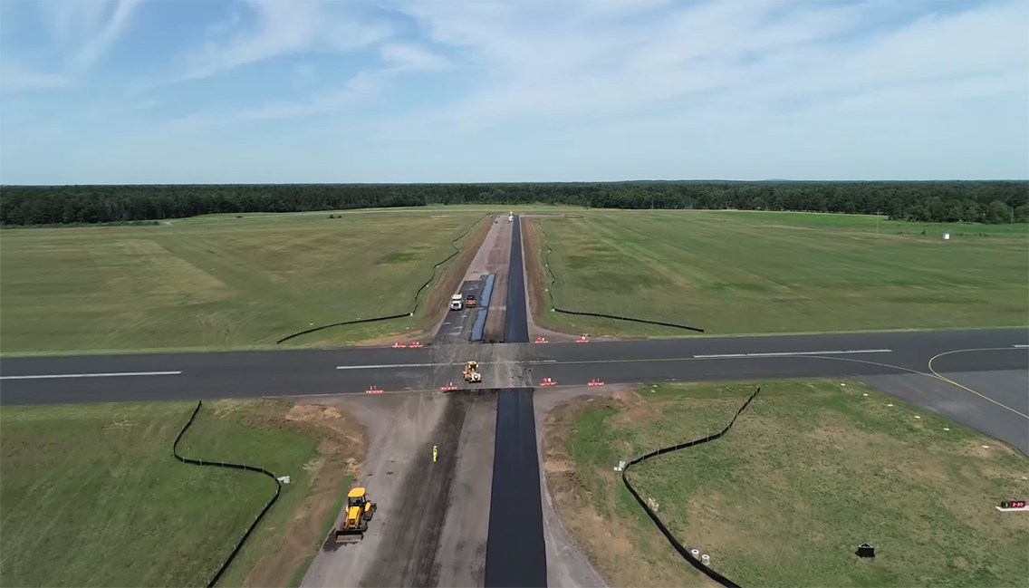 Aerial view of Alexander Field South Wood County Airport in Wisconsin Rapids, Wisconsin - newly reconstructed and expanded by MSA Professional Services.