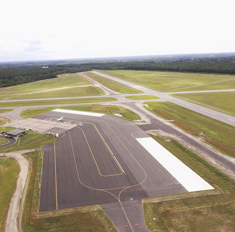 Aerial view of Alexander Field South Wood County Airport in Wisconsin Rapids, Wisconsin - newly reconstructed and expanded by MSA Professional Services.