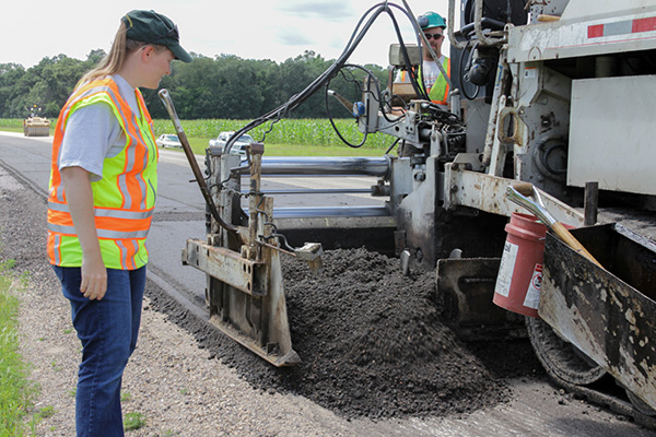 Cold-in-Place Recycling technique being used on county highway H in Sauk County, Wisconsin. Project design by MSA Professional Services.