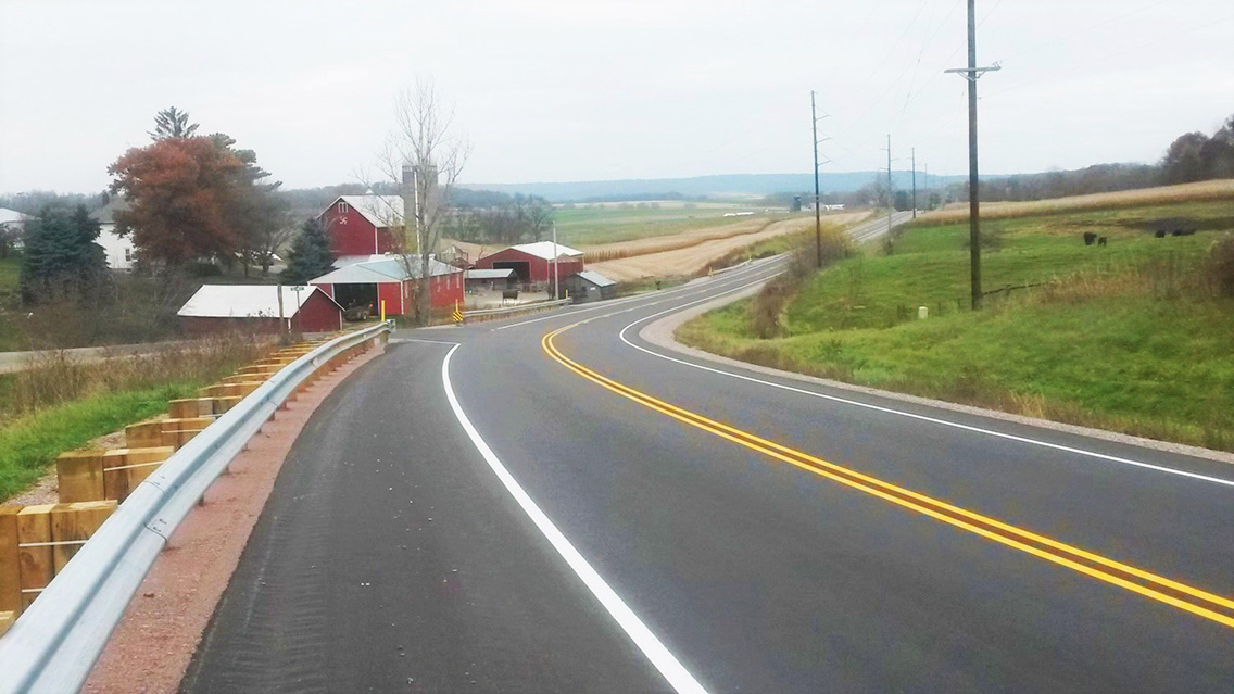 Cold-in-Place Recycling technique being used on county highway H in Sauk County, Wisconsin. Project design by MSA Professional Services.