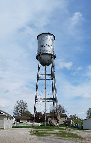 Old, 50,000-gallon water tank in need of replacement in the City of Durant, Iowa