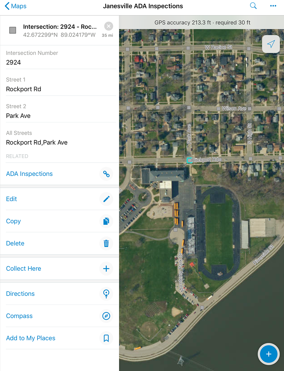 ArcGIS collector app for ADA right of way audits