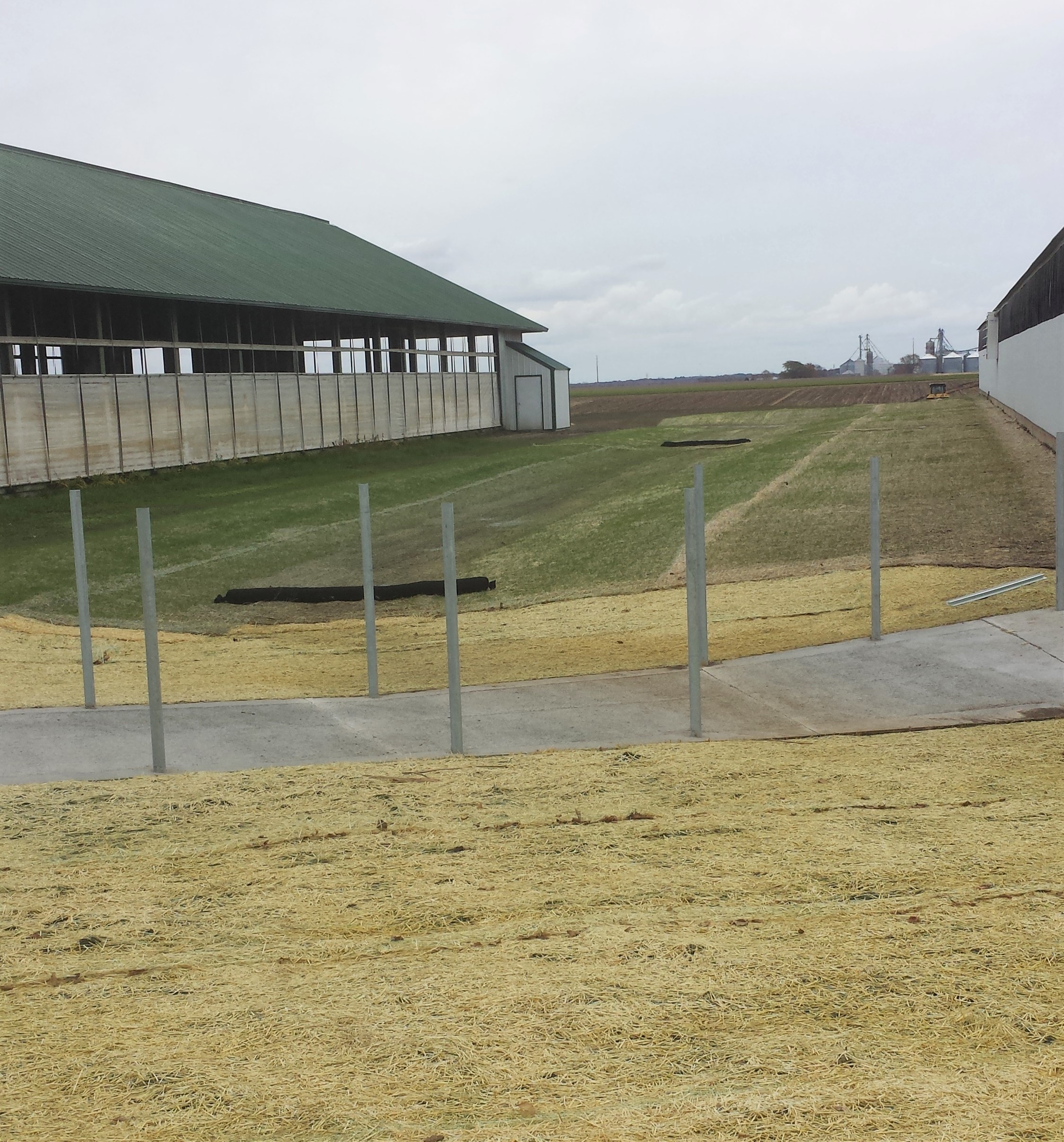 Hinchley's stormwater grading between barns