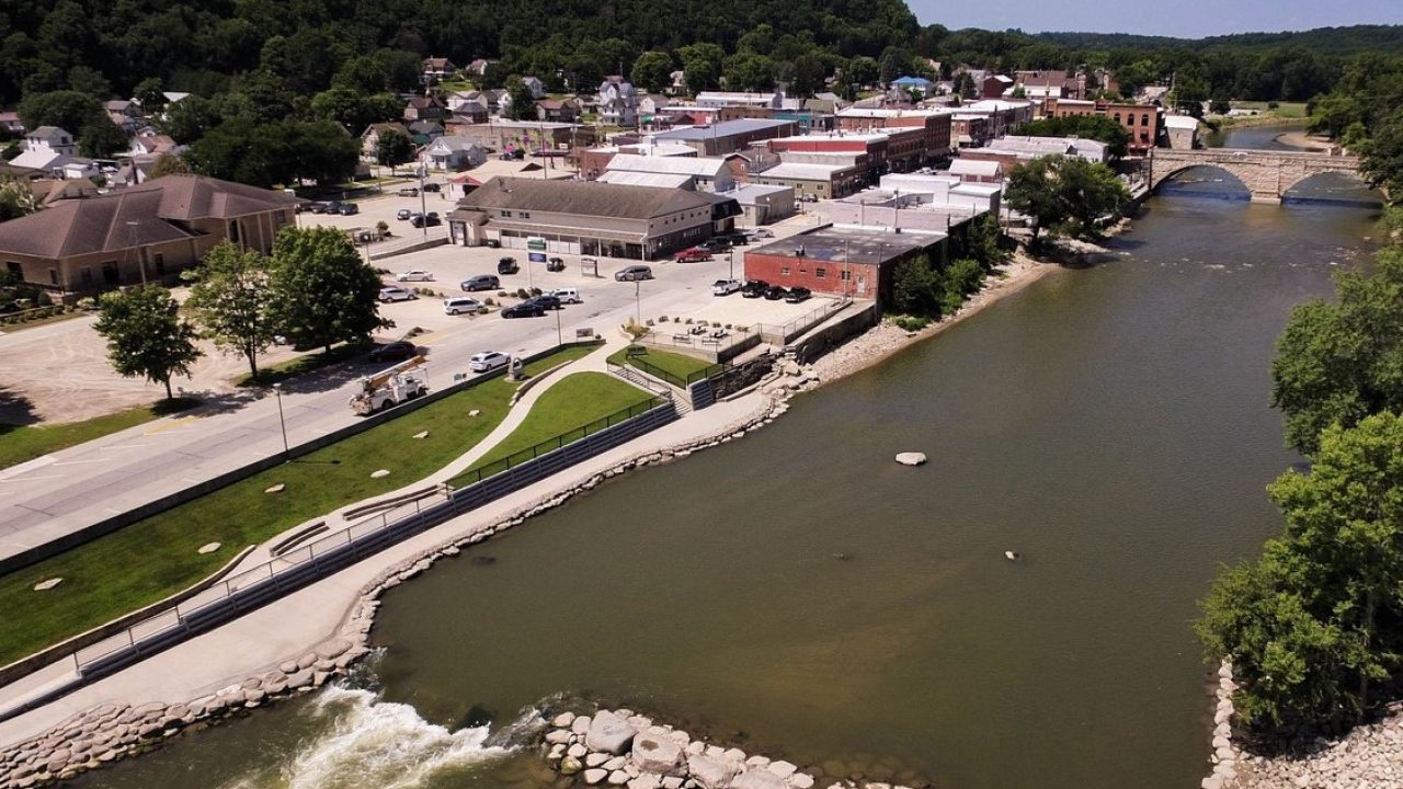 Aerial Riverfront Revitalization Elkader IA