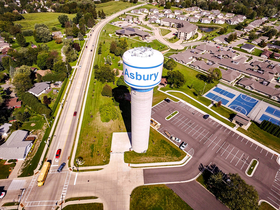Asbury Iowa Elevated Water Storage Tank