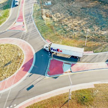 New roundabout supports large truck turning movements along Wisconsin state highway 76.