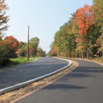 Newly reconstructed Margaret Street in Rothschild, Wisconsin, with improved surface and new, multiuse path.