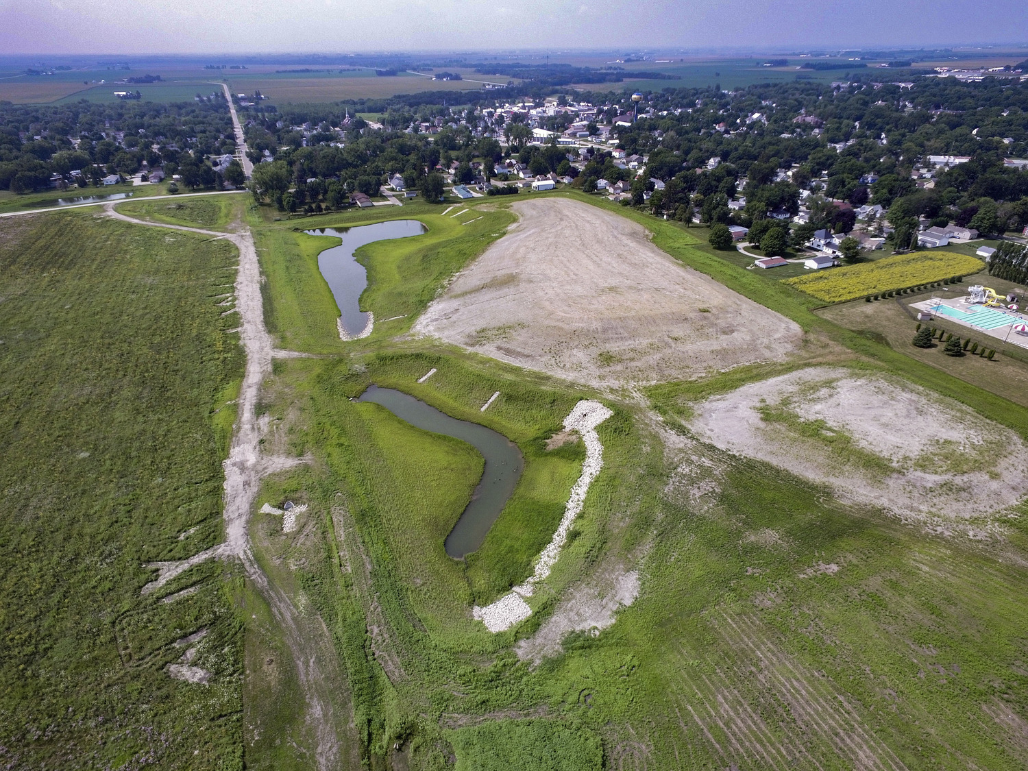 stormwater detention basins in Sumner, Iowa, were designed to blend into the topography