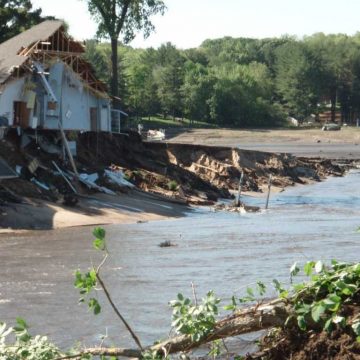 Flooding washes out road and home in Lake Delton, Wisconsin