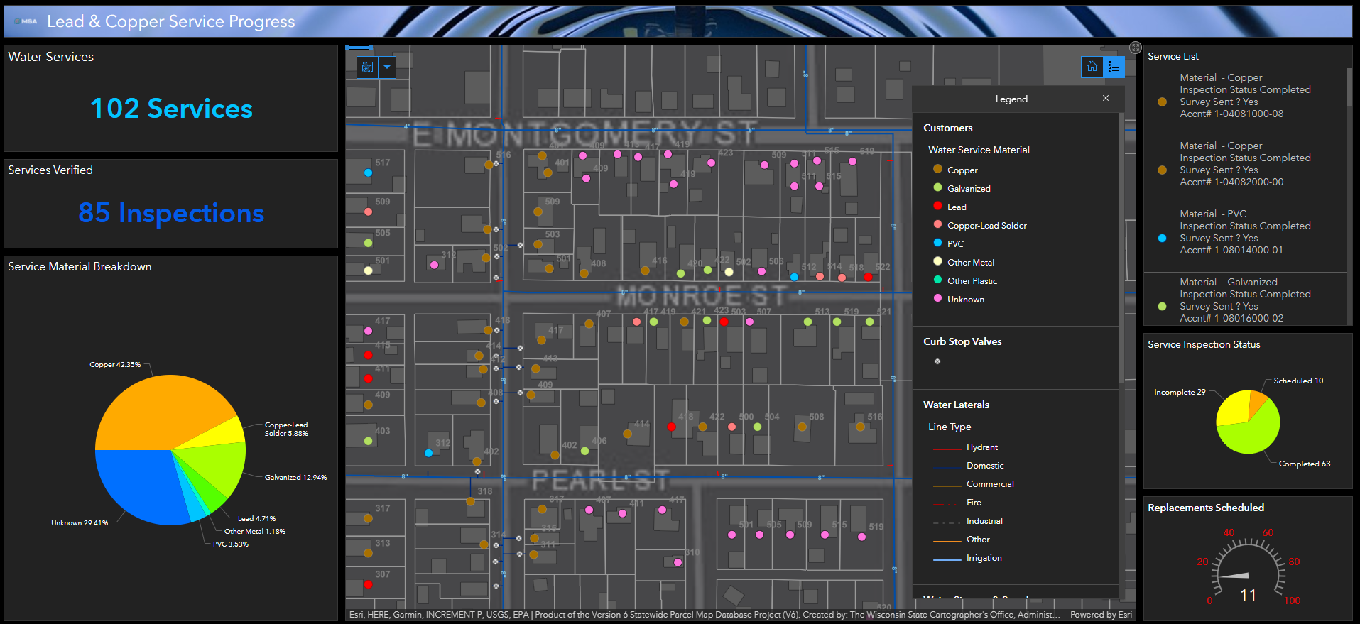 GIS dashboard helps communities inventory, track and replace lead service lines. 