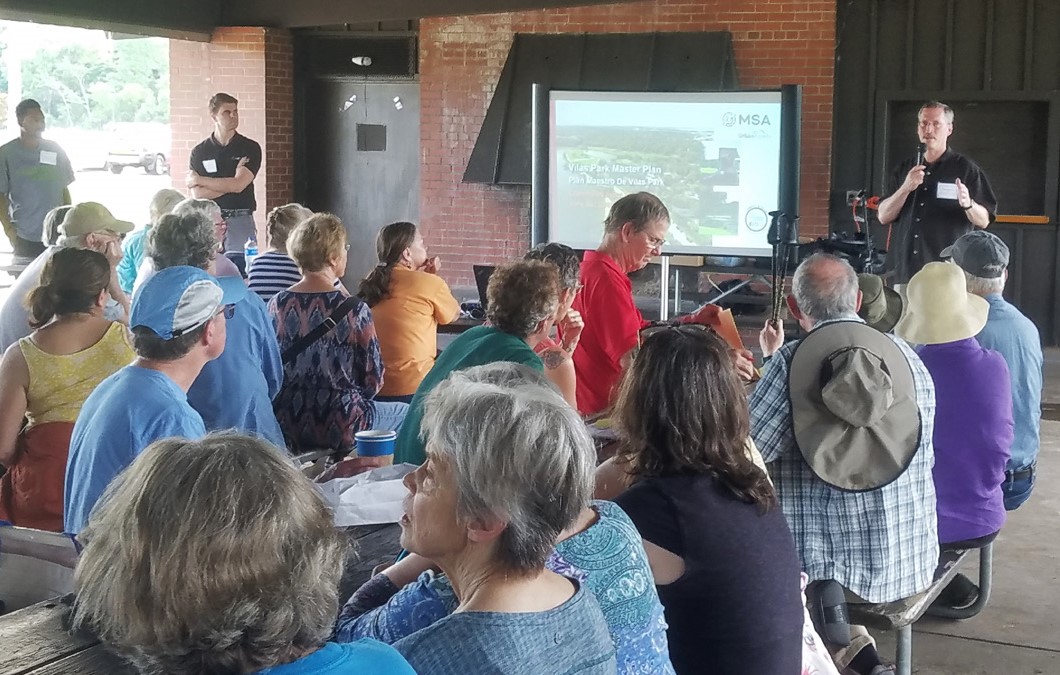 Citizens gather for a public engagement meeting about master park planning for Vilas Park in the City of Madison, Wisconsin.