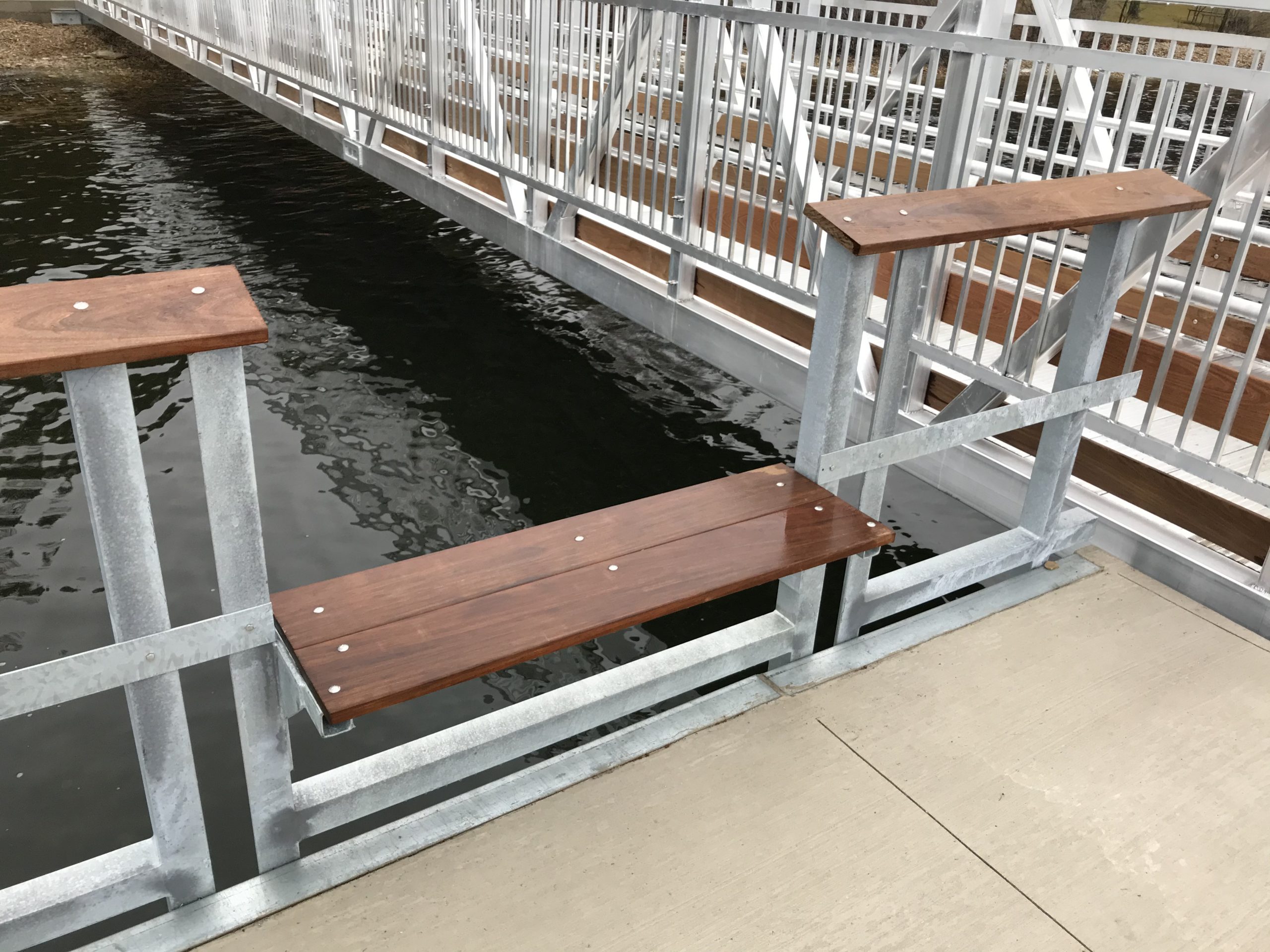 ADA fishing area on a new ADA-compliant fishing pier constructed at Potawatomi State Park in Wisconsin.