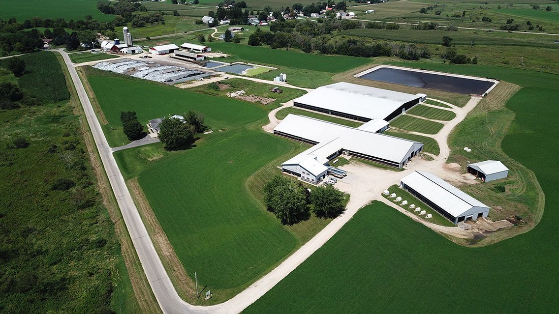 Aerial shot of United Dreams dairy operations in North Freedom, Wisconsin