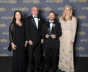 MSA Professional Services is awarded with an ACEC National 2022 Honor Award - MSA CEO Gil Hantzsch and Project Engineer Andrew Skog are shown here with the award. 