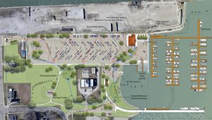 Stormwater plan rendering for a transient marina in Fairport Harbor, Ohio.