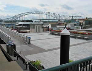 Image of floating event platform at the Port of Dubuque Ice harbor marina