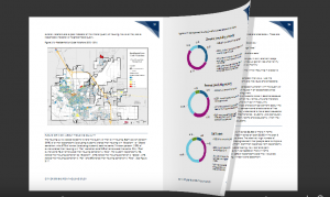 Image of a housing plan report as it is being flipped through - developed for Stevens Point, Wisconsin, by professional planners at MSA Professional Services.