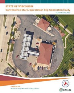 Image of the cover of a trip generation study report prepared by MSA Professional Services for the Wisconsin Department of Transportation.