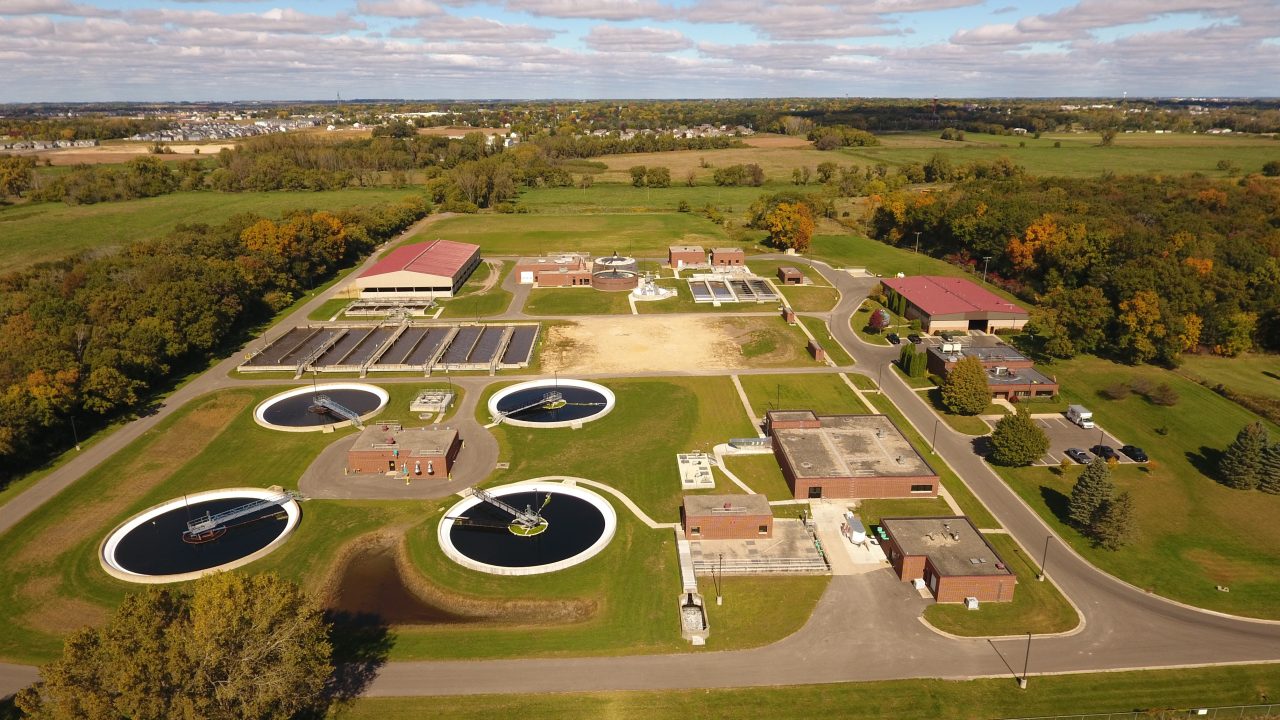 Aerial photograph of the newly upgraded water pollution control facility in the City of Sun Prairie, Wisconsin.